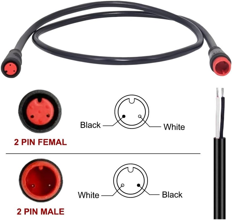 Wexplore Ebike extension cable for electric bike gear sensor, waterproof connector 2pin/3pin/5pin for extension of electric bike lights and screens - Image 4